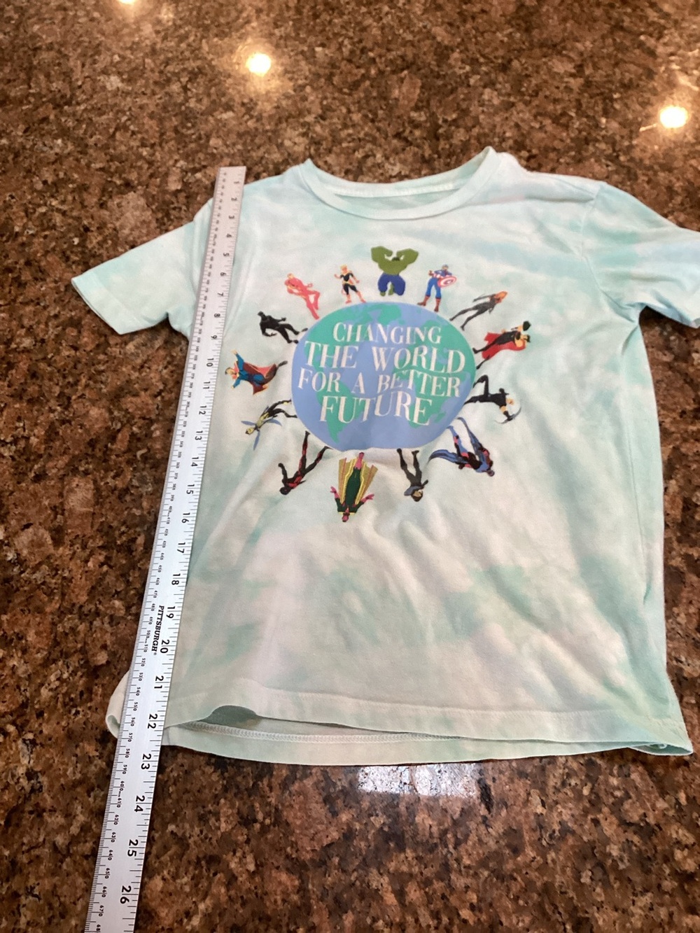 Marvel ,Green Tie-Dye .Graphic Tee ,Superhero Print,
Children Size Large